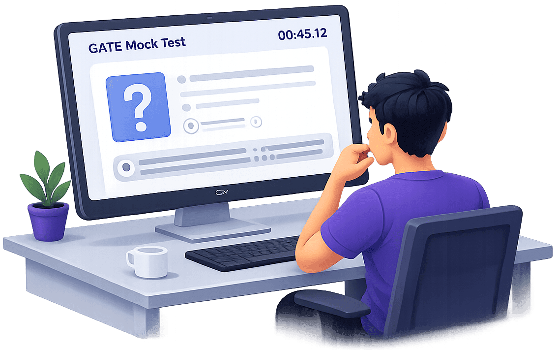 Stressed student facing an unfamiliar GATE mock test screen